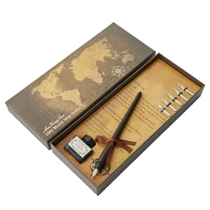 Hand blown glass or wood calligraphy pen gift set