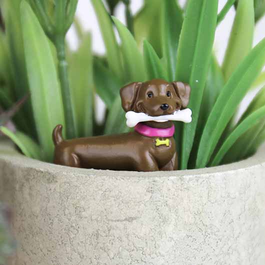 Cheeky dog gnomes plant lover mini statues