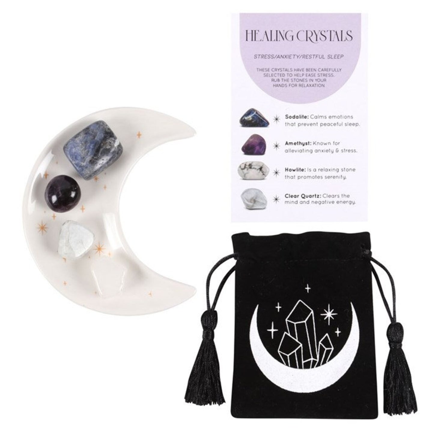 Sleep crystal set & moon trinket dish