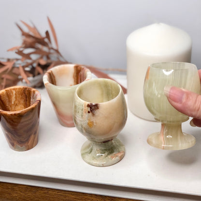 Banded onyx crystal cup / wine glass / chalice / shot glass