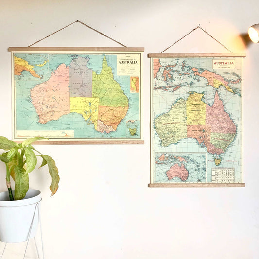 Australia vintage map chart poster print wall hanging