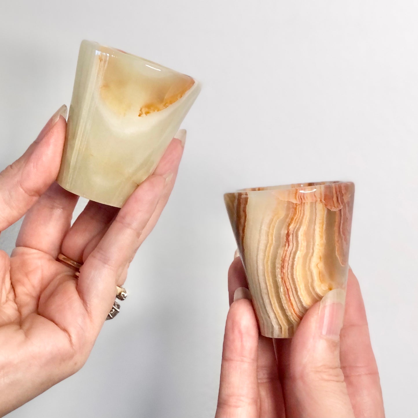 Banded onyx crystal cup / wine glass / chalice / shot glass