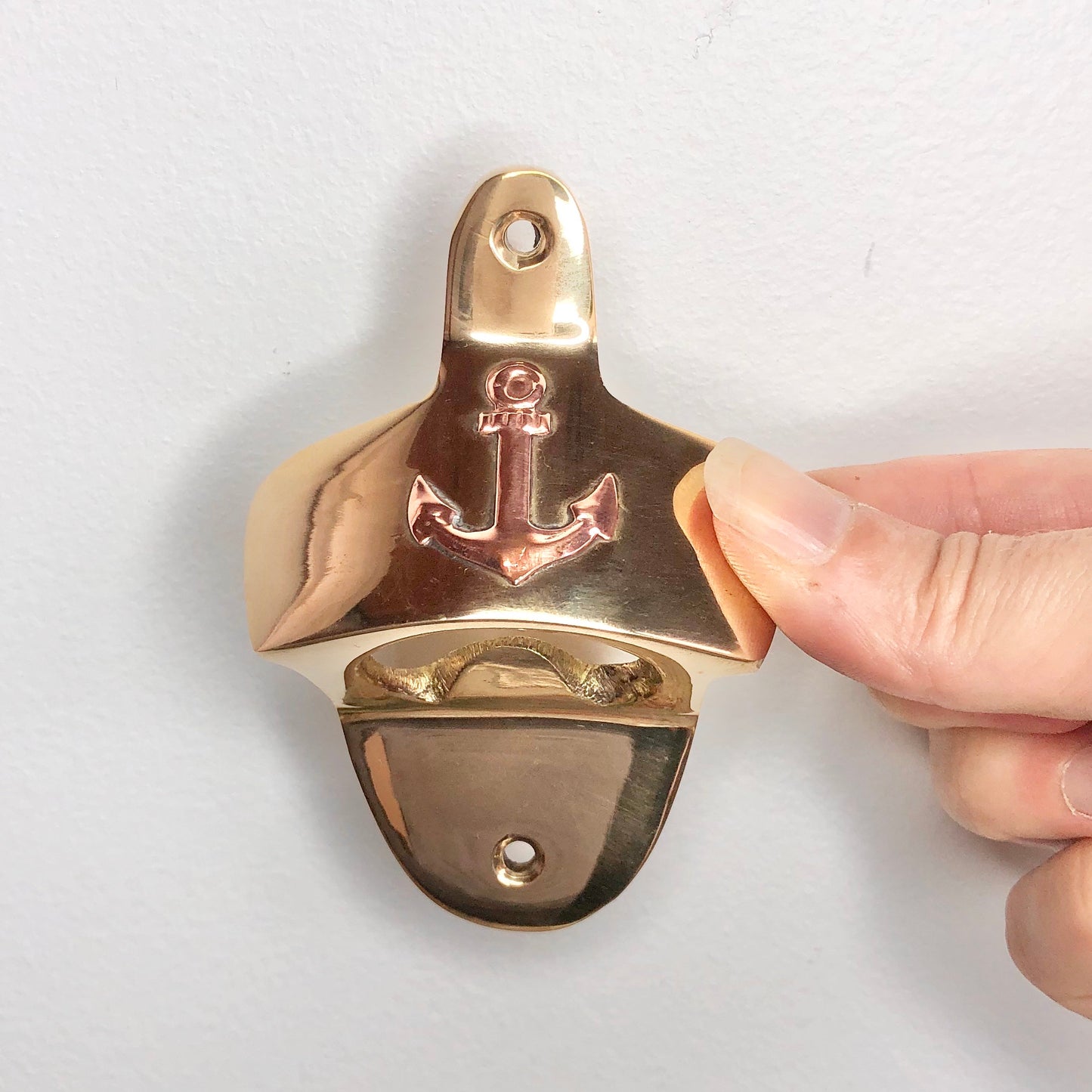 Wall mount anchor brass bottle opener