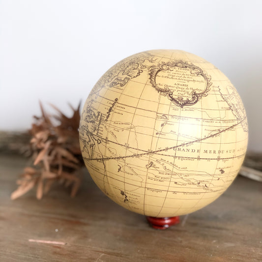 Antique world map globe sphere ivory