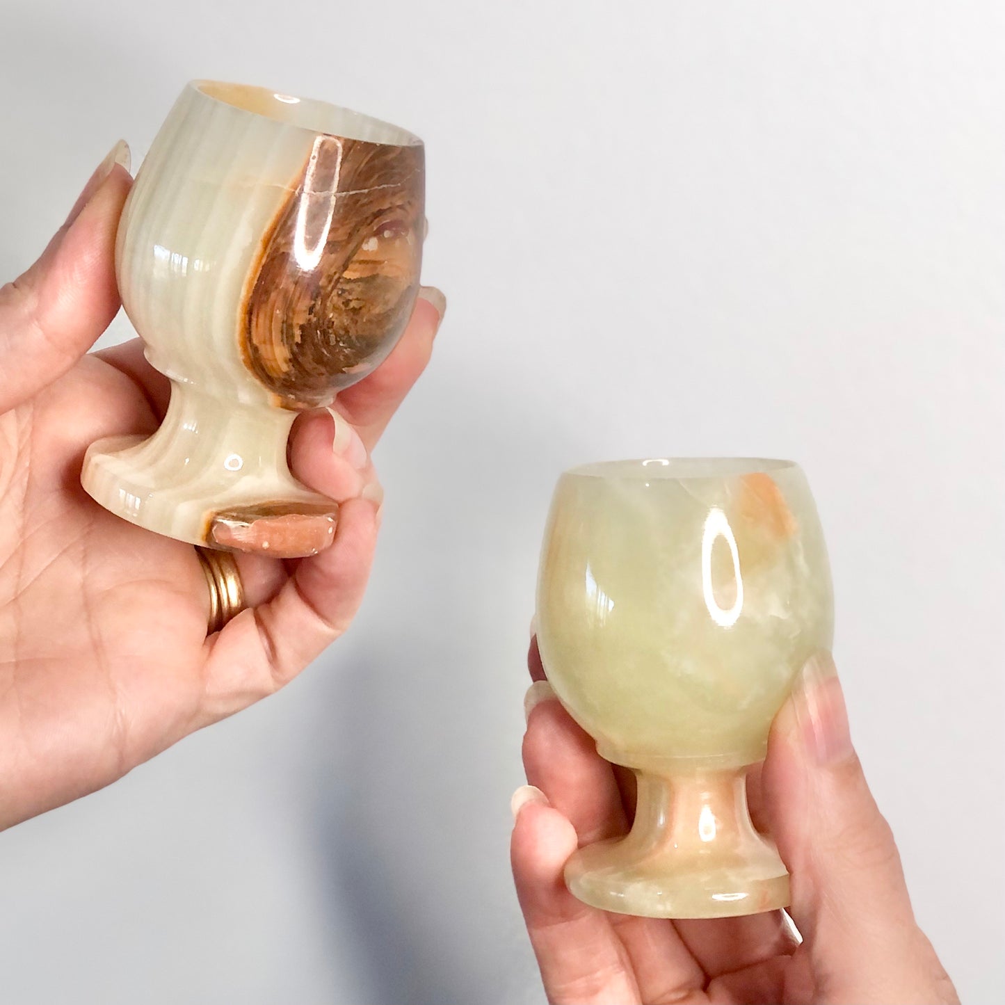 Banded onyx crystal cup / wine glass / chalice / shot glass