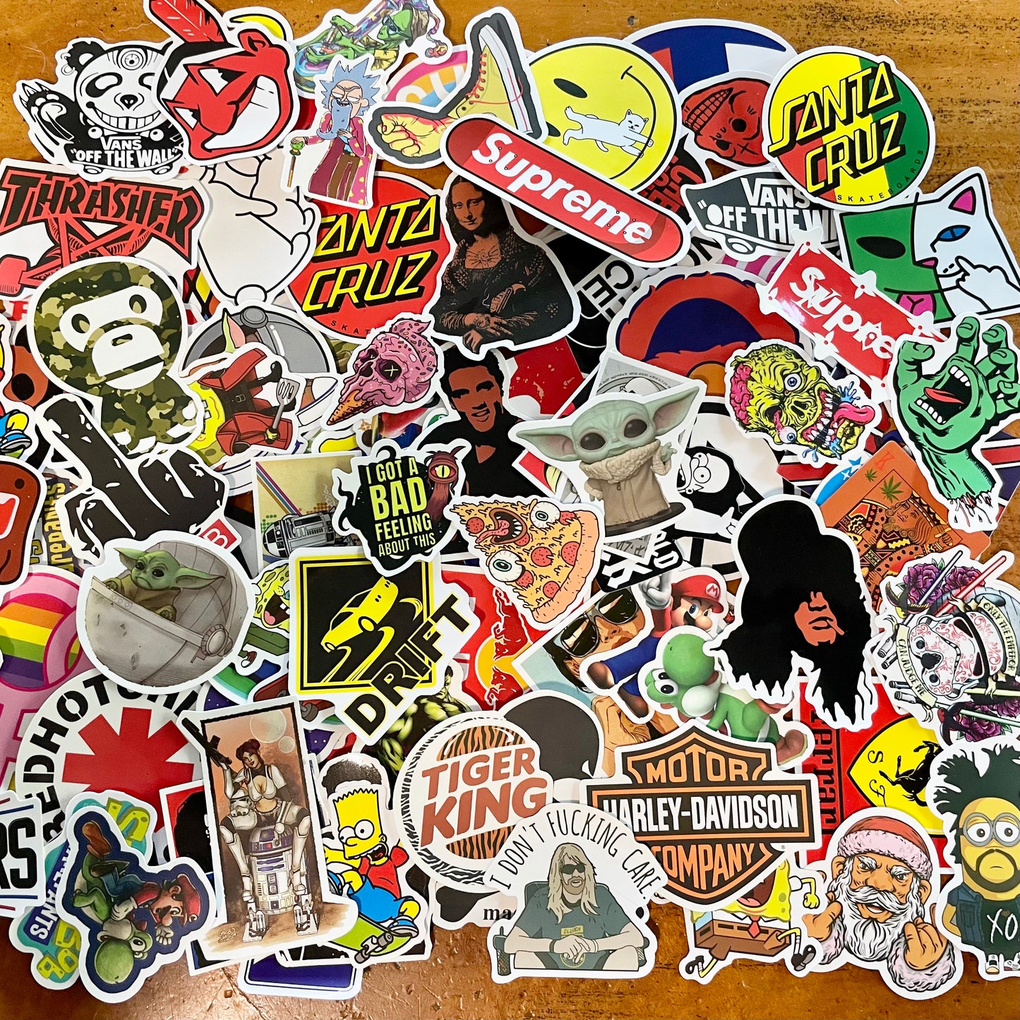 Pop culture sticker bomb pack - naughty / fun / art / skate / music / movie stickers