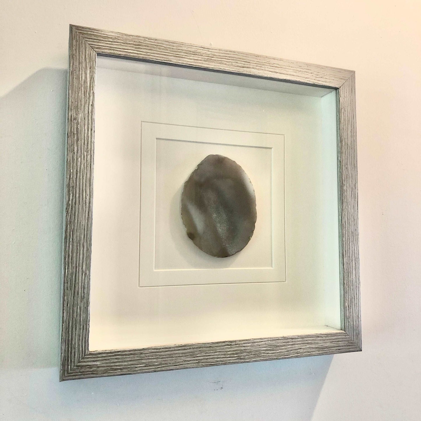 Agate framed crystal slice wall hanging - glass box frame