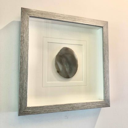 Agate framed crystal slice wall hanging - glass box frame