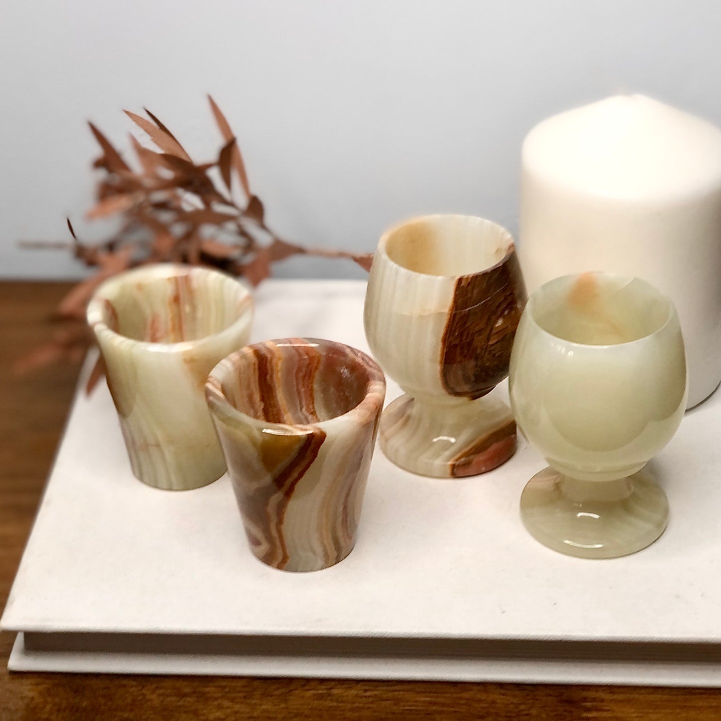 Banded onyx crystal cup / wine glass / chalice / shot glass