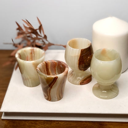 Banded onyx crystal cup / wine glass / chalice / shot glass