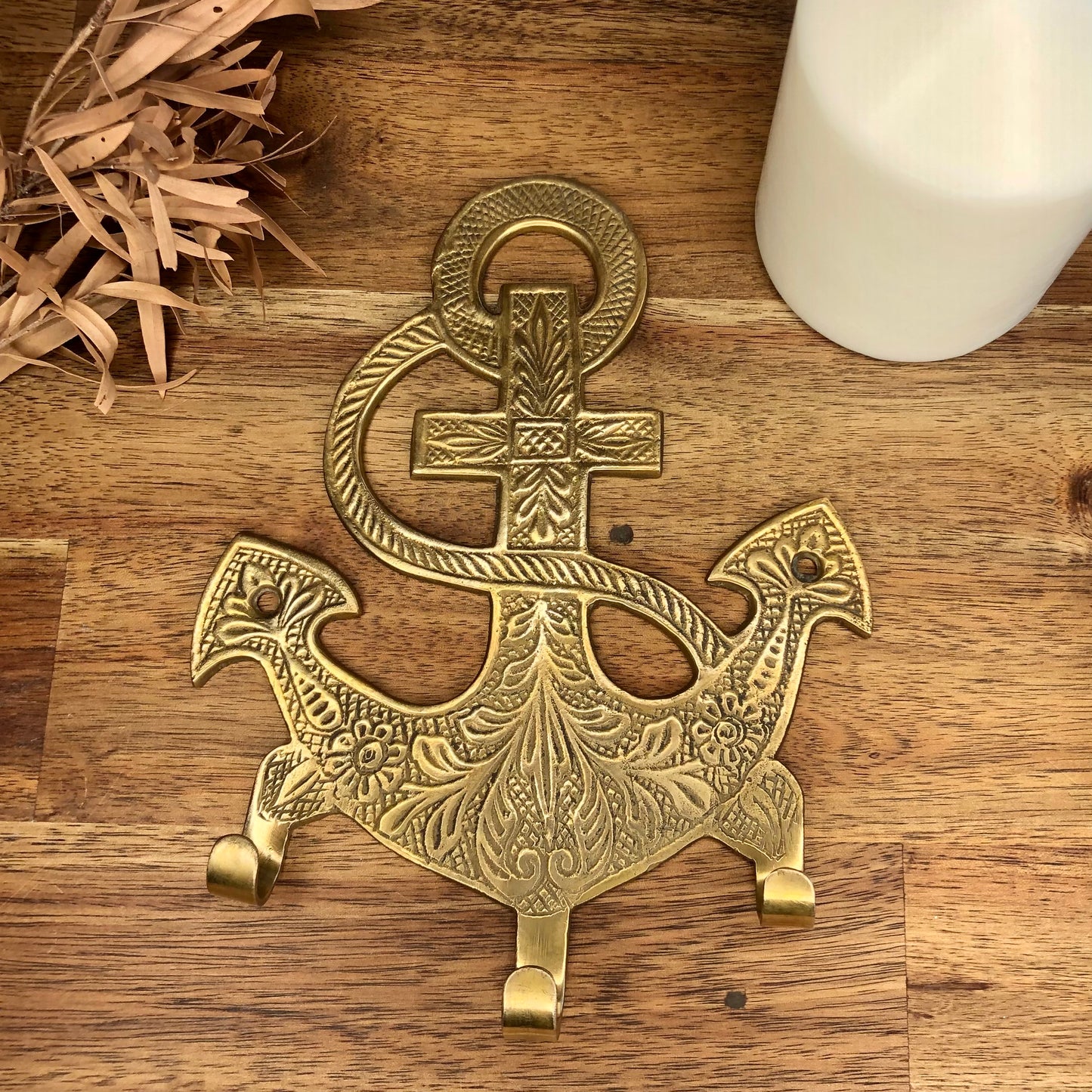Ornate anchor brass key hooks / wall hanging