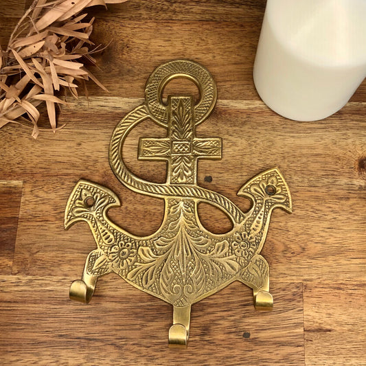 Ornate anchor brass key hooks / wall hanging