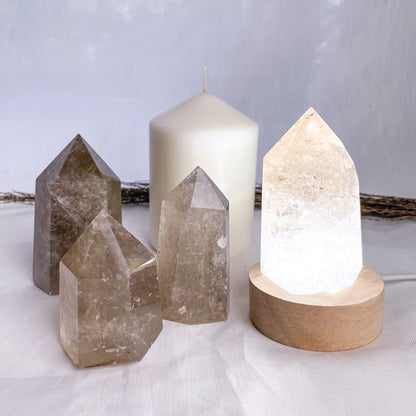 Smoky quartz crystal generator tower