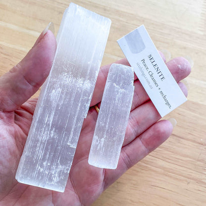 Cleansing white rough selenite crystal stick / wand