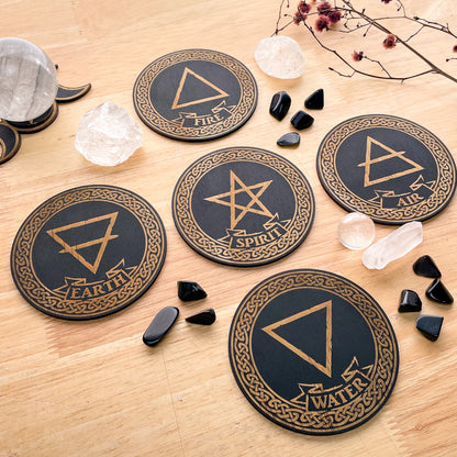 Elements symbol Altar Tile crystal grid wooden
