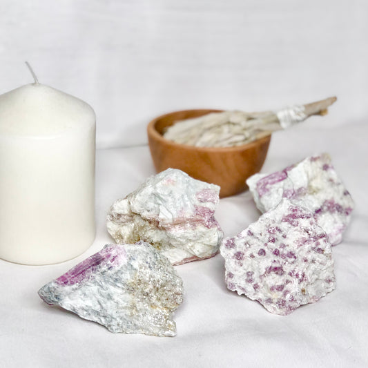 Pink tourmaline & aquamarine crystal raw stone