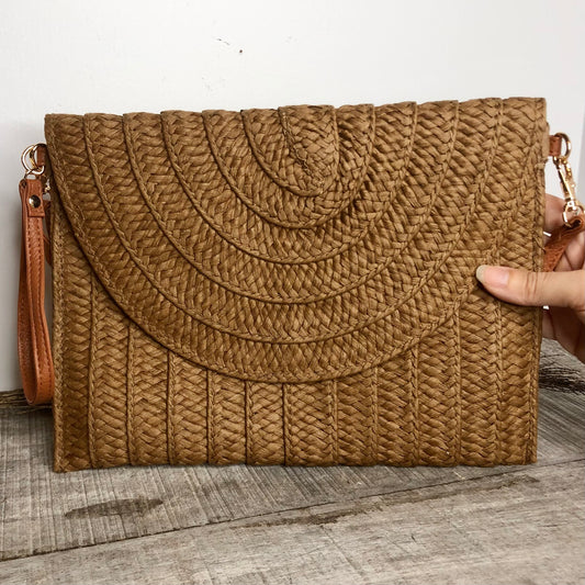 Seagrass dark woven clutch shoulder bag