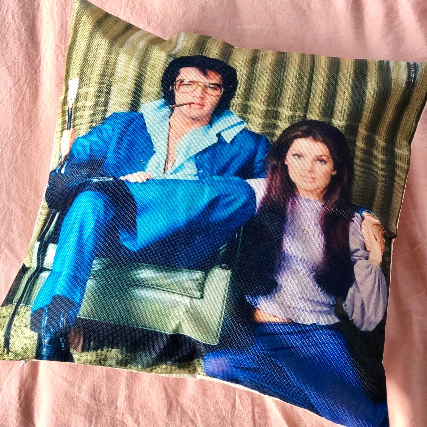 The king Elvis & Priscilla music retro pillow cushion cover