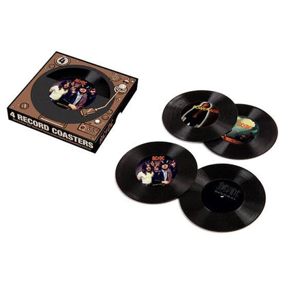 ACDC music LP record coaster set