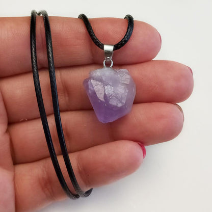 Amethyst crystal pendant necklace