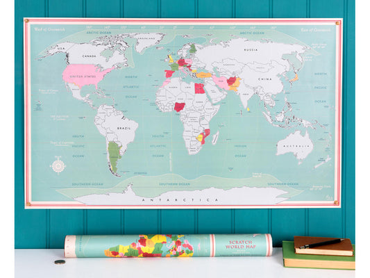 Vintage world map - DIY scratch and customise map