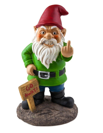 F off Angry rude finger garden gnome