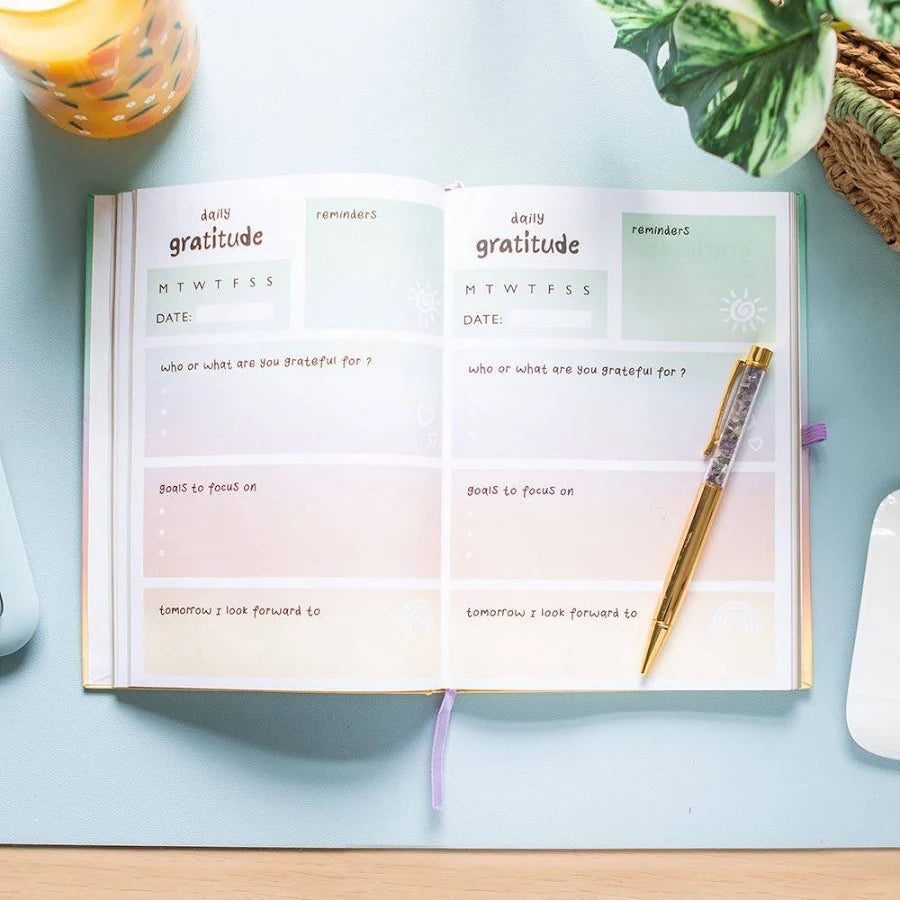 Gratitude journal and amethyst pen set