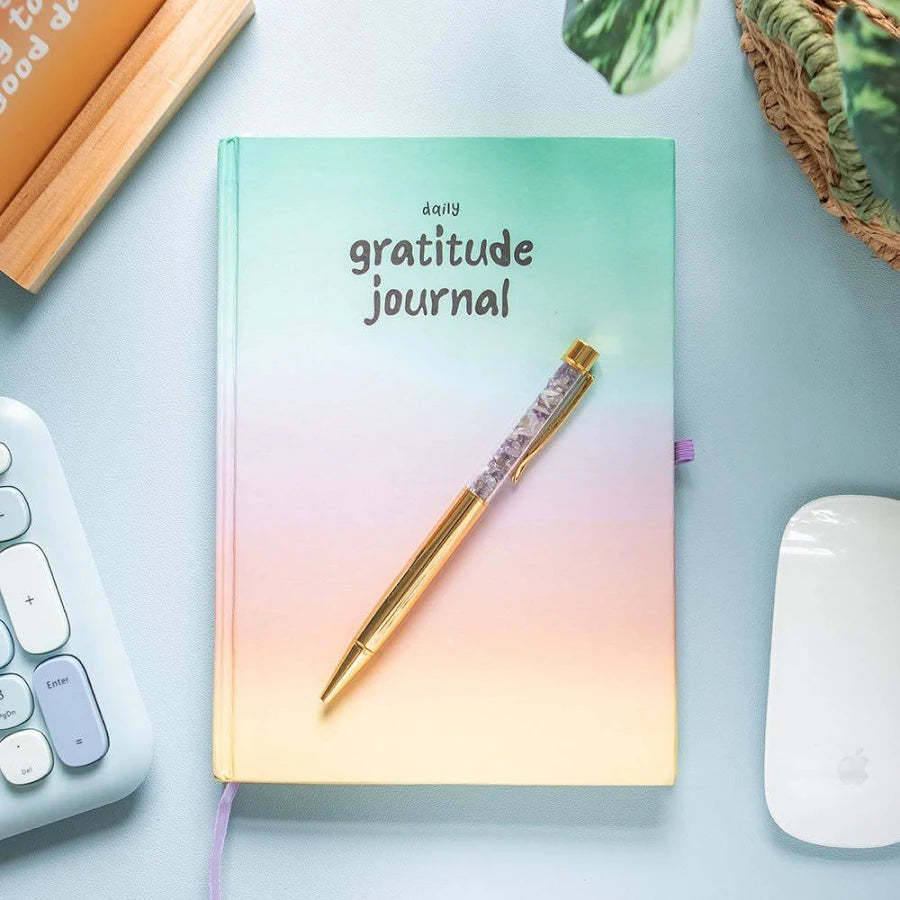 Gratitude journal and amethyst pen set