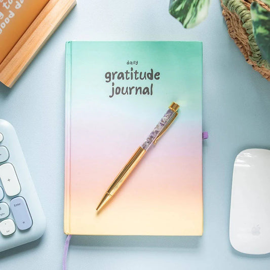 Gratitude journal and amethyst pen set