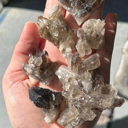 Smoky quartz crystal cluster