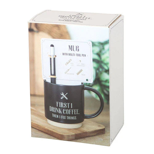 Coffee lover mug and multitool pen set