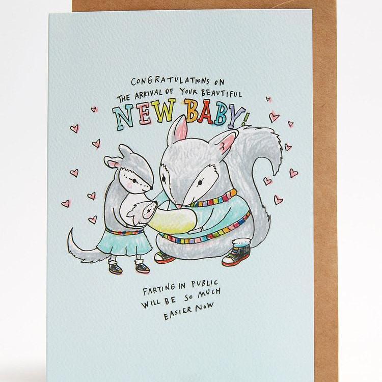 New baby farting greeting card