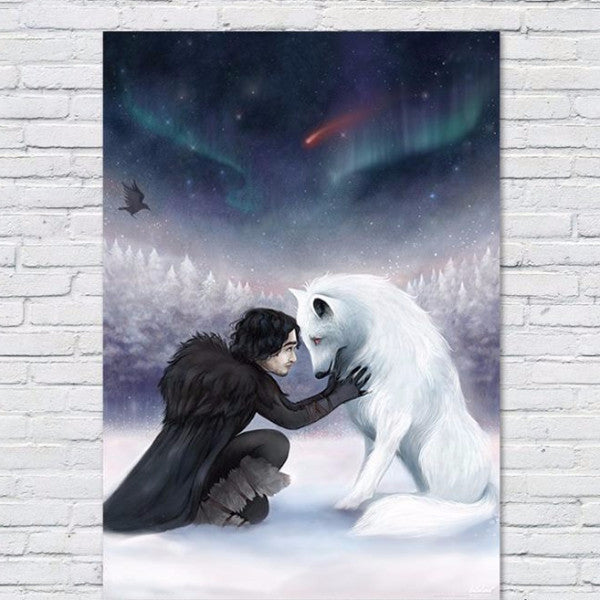 Game of thrones movie Jon snow & wolf poster - Six Things - 1