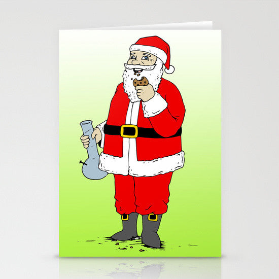 Bad ass santa likes cookies greeting card - Six Things