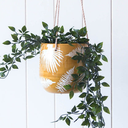Mustard palm leaf hanging planter pot