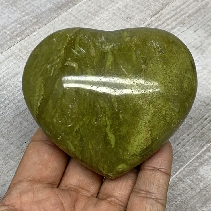 Green opal crystal large puffy heart