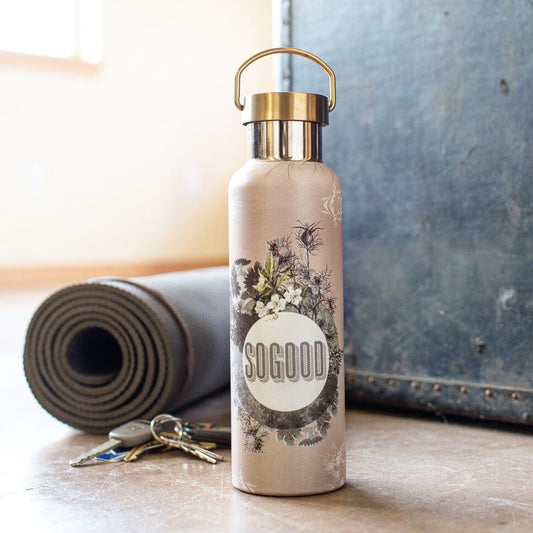 Pretty wildflowers eco insulated stainless steel flask / water bottle