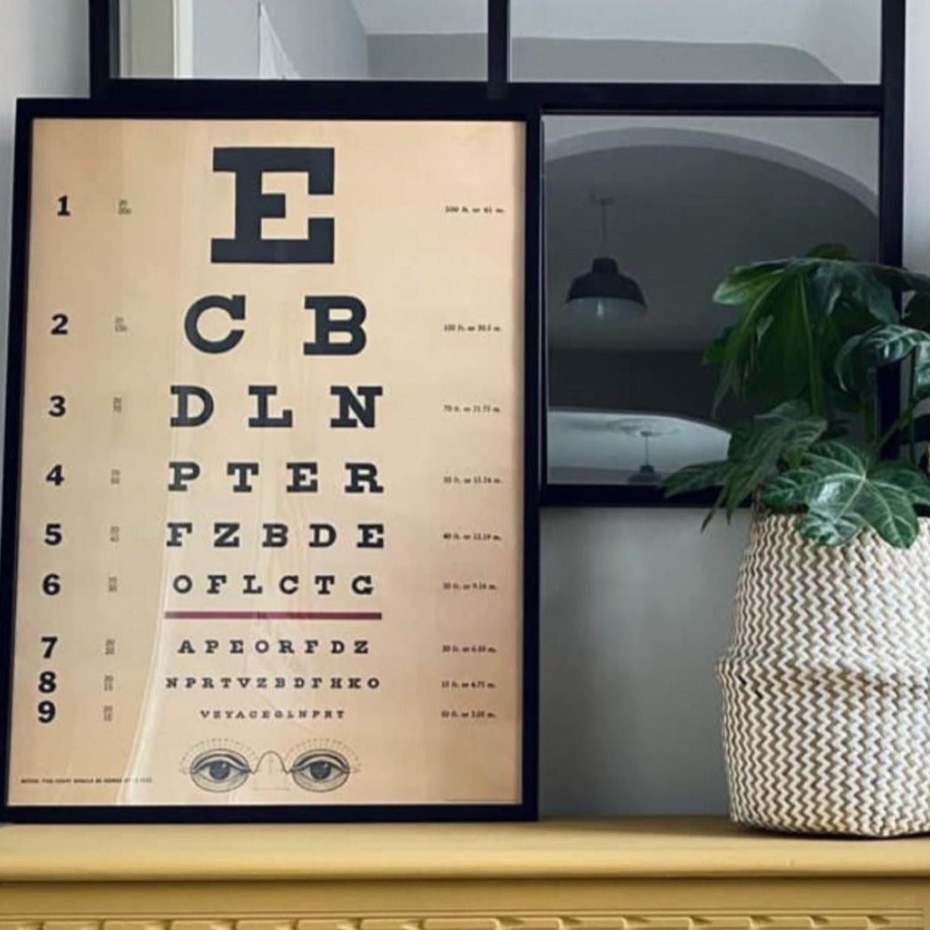 Vintage eye chart poster print