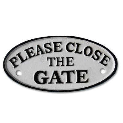 Please close gate cast iron vintage wall hanging sign