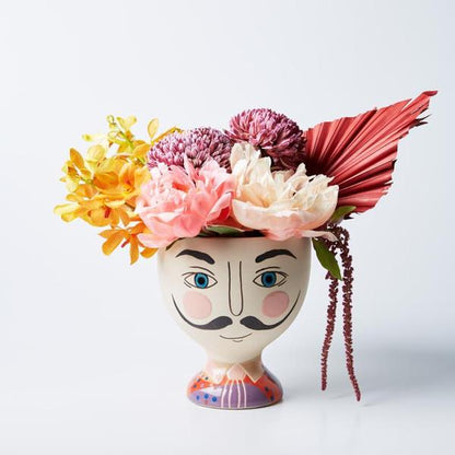 Spanish el matador / dali hand painted face vase planter pot