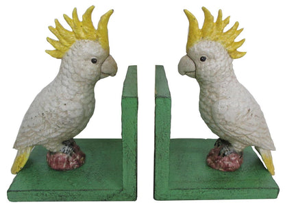 Cockatoo vintage statue painted metal bookend - single or pair