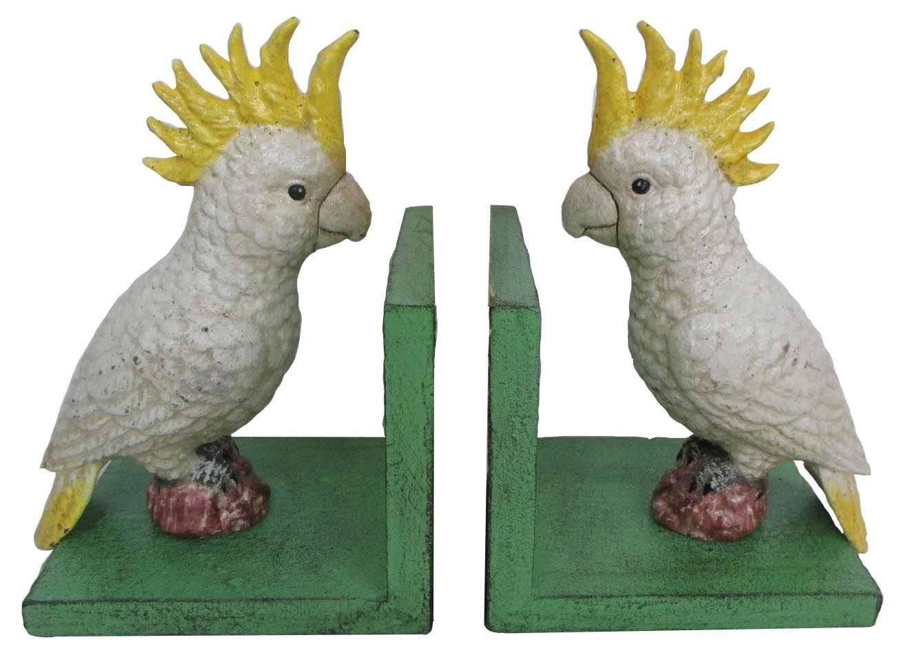 Cockatoo vintage statue painted metal bookend single or pair Six Things Shop Australia