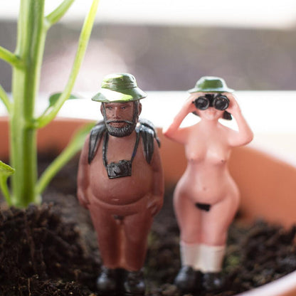 Naked gnomes / naked ramblers / nudist plant lover mini statues