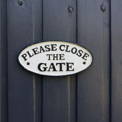 Please close gate cast iron vintage wall hanging sign