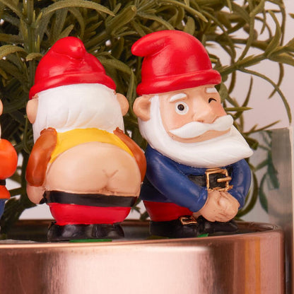 Cheeky / naughty gnomes plant lover mini statues