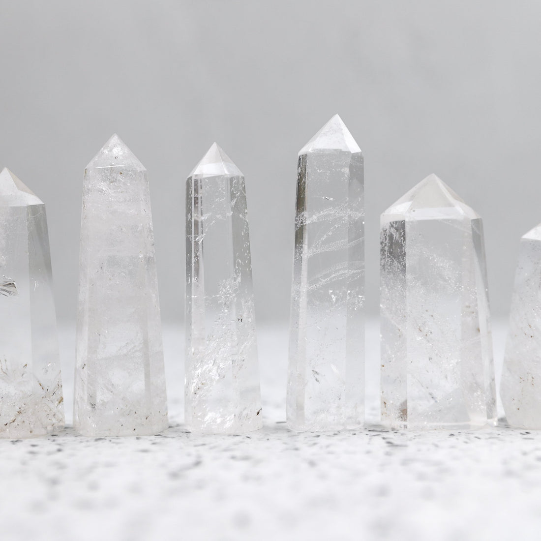 Clear quartz crystal inclusion point generator tower