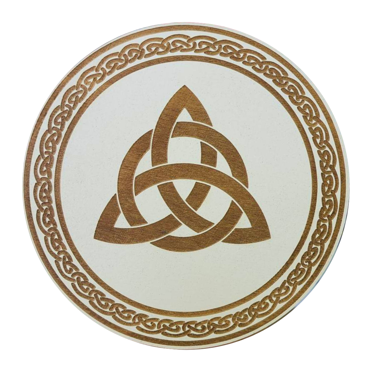 Triqueta witches knot crystal grid wooden plate