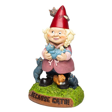 Crazy cat lady statue gnome