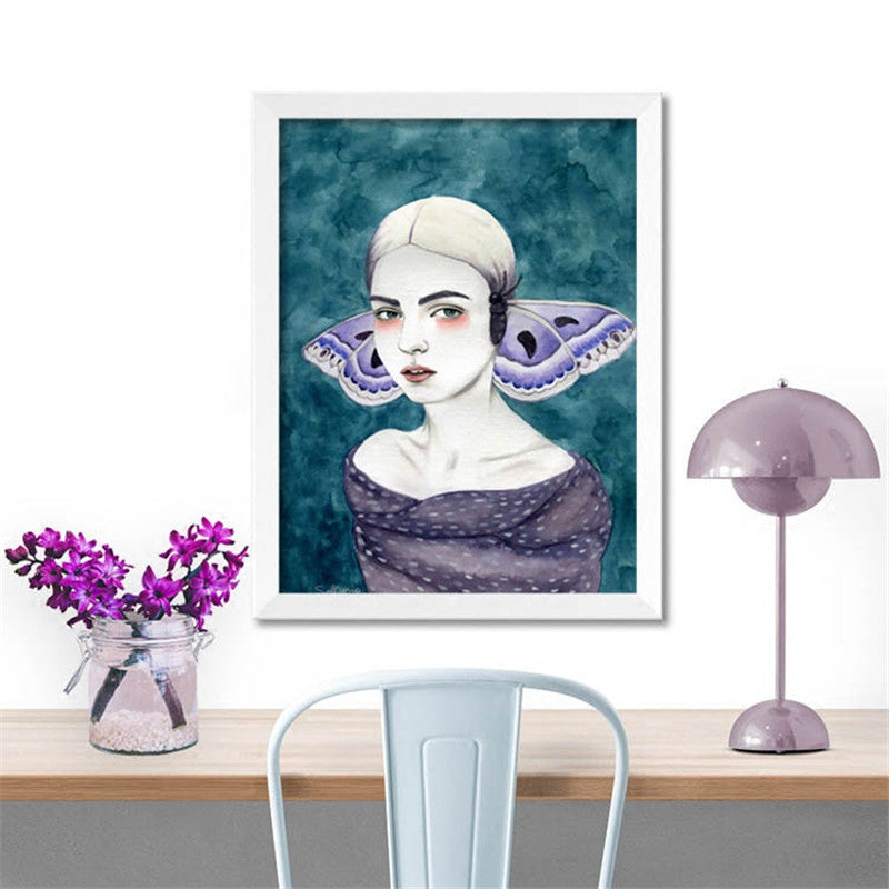Violet papilio butterfly lady poster print
