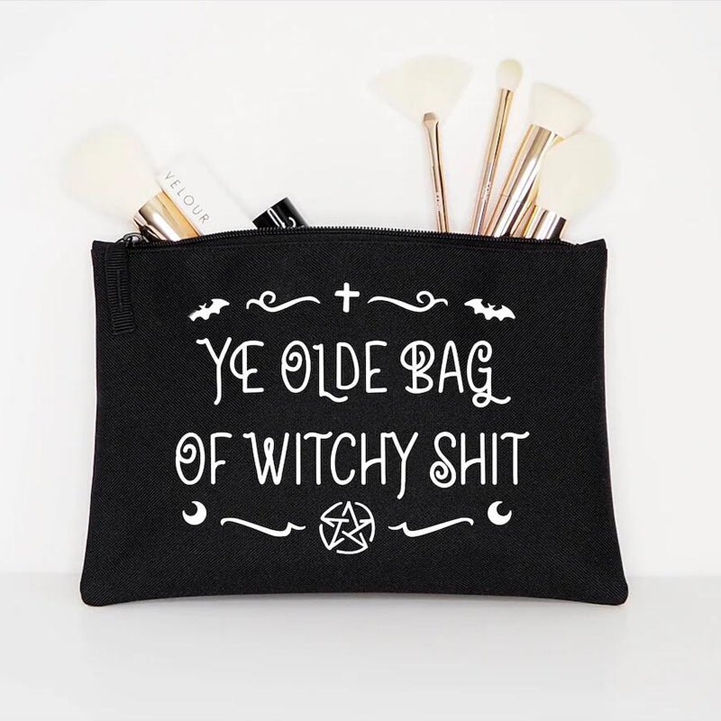 Witchy shit makeup bag, spells n crystals pouch